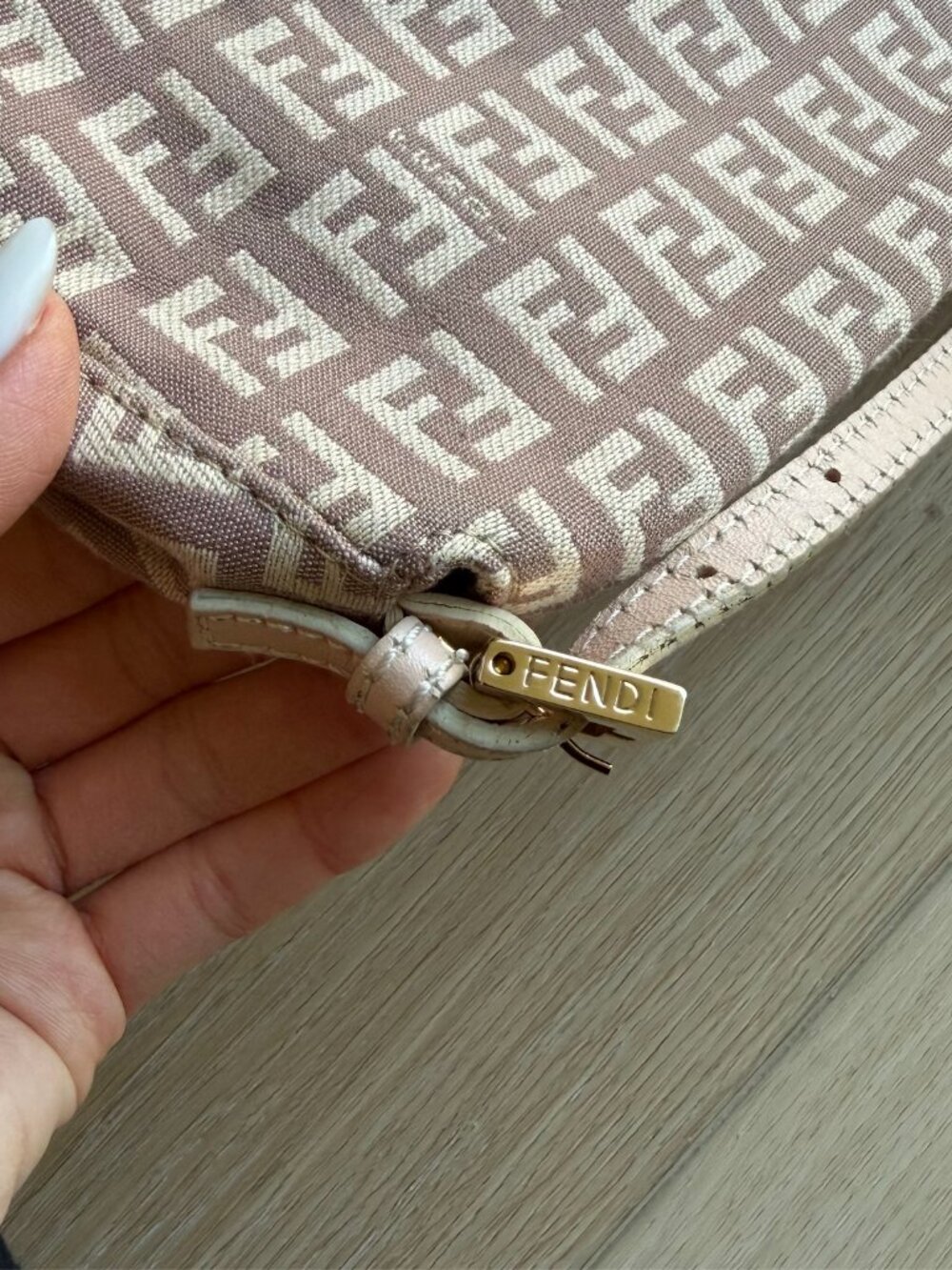 Vintage FENDI - FENDI Zucchino Vitello Mini Mama Baguette Cipria - Pink Canvas - Picture 6 of 11